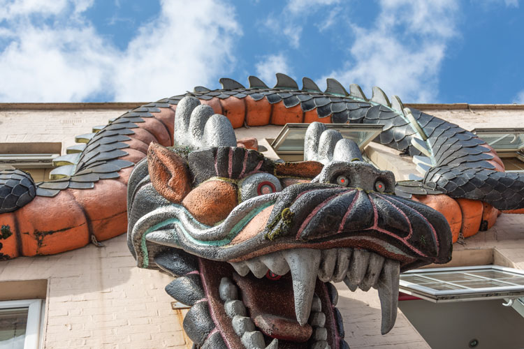 Dragon above a shop