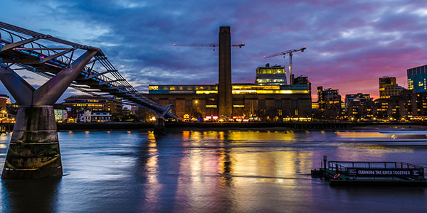 Sunset looking at the Tate Modern, London