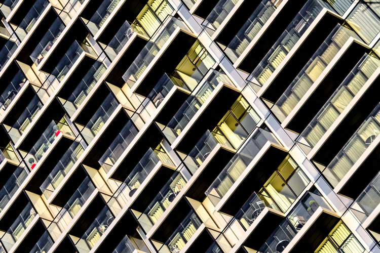 apartment buildings in repetitive pattern