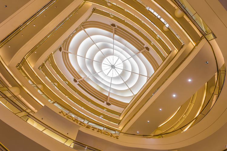 Looking up in a shopping mall