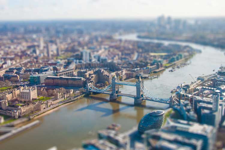 Miniature Tower Bridge and River Thames